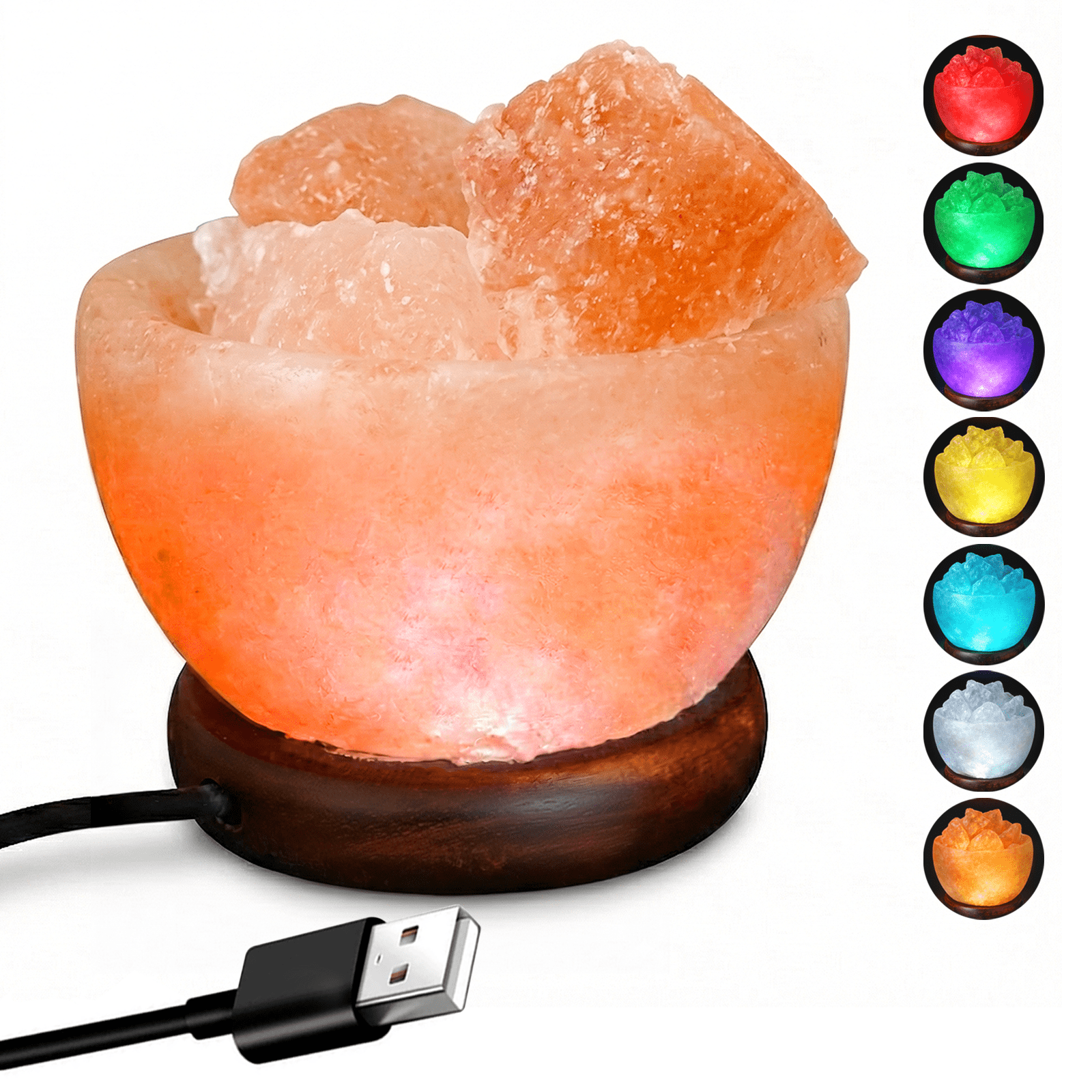 Himalayan Salt Lamp with Natural Crystal, Warm Glow Night Light Home Decor for Bedroom & Living Room, Decorative Mood Lighting